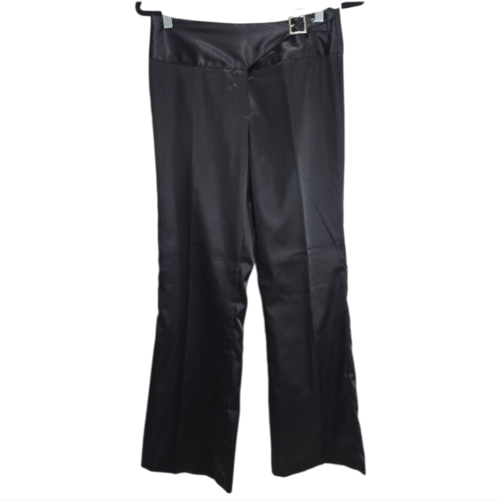 Y2K Low Rise Black Satin Pants Womens Juniors Size 9 Star City Vintage